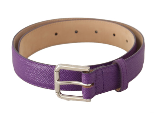 Cinturón elegante de piel color morado con hebilla con logotipo de Dolce & Gabbana