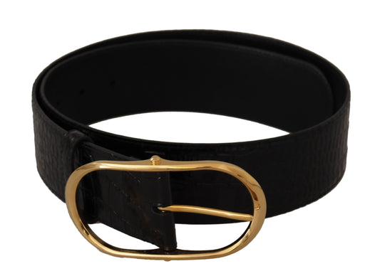 Cinturón elegante de cuero negro con logotipo de Dolce & Gabbana