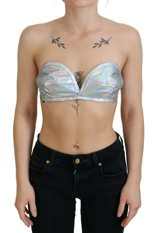 Top bustier plateado brillante de Dolce & Gabbana