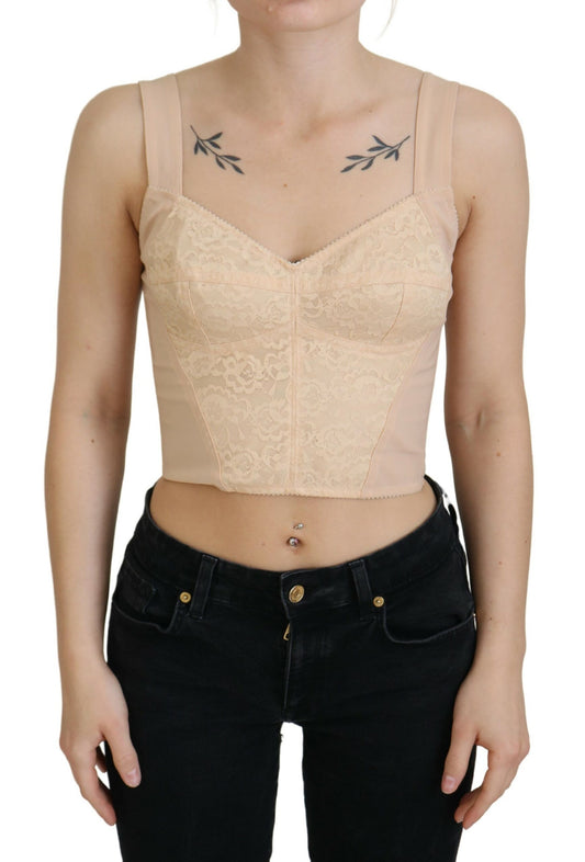 Top tipo corsé con bustier beige elegante de Dolce & Gabbana