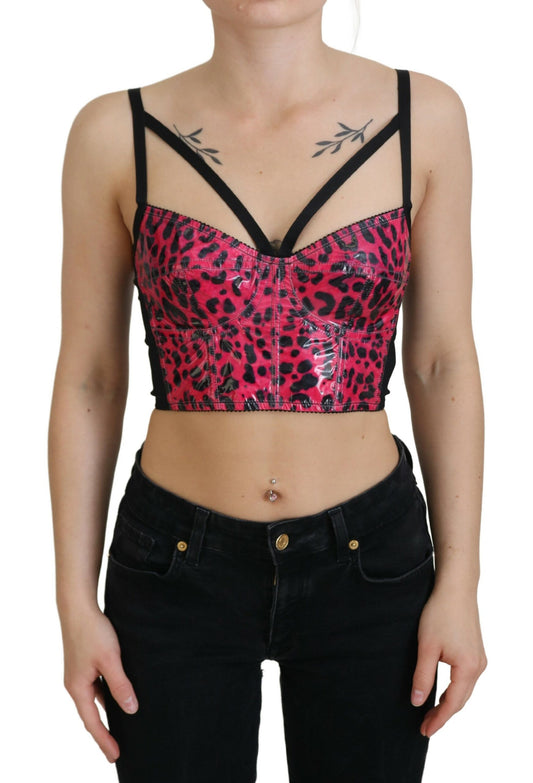 Top tipo corsé con estampado de leopardo de Dolce & Gabbana