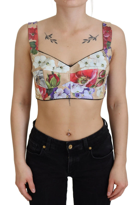 Top corto con corpiño y estampado floral de Dolce & Gabbana
