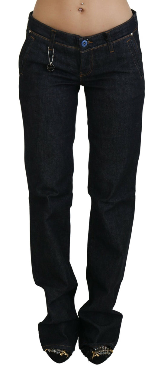 Jeans de diseño con cintura baja, pierna recta y estilo chic nacional