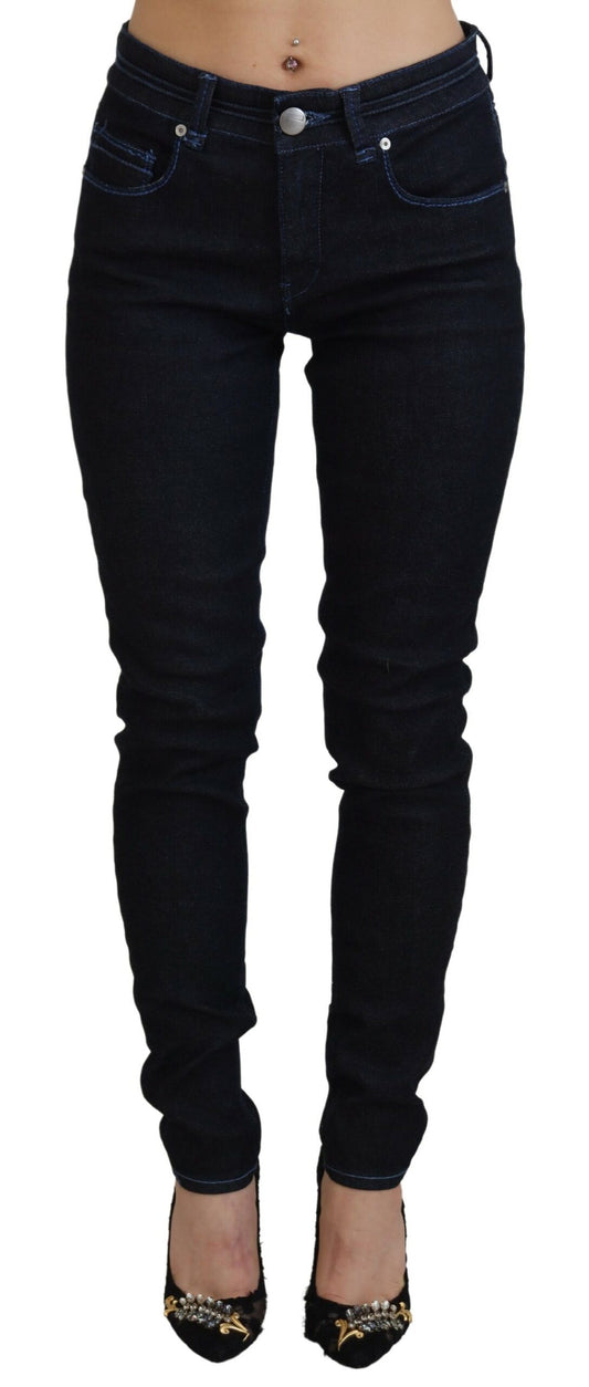 Denim de algodón de corte entallado Acht Chic en azul oscuro