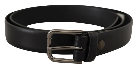 Cinturón clásico elegante de cuero negro de Dolce & Gabbana