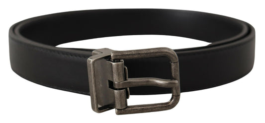 Cinturón elegante de piel negra con hebilla de metal de Dolce & Gabbana
