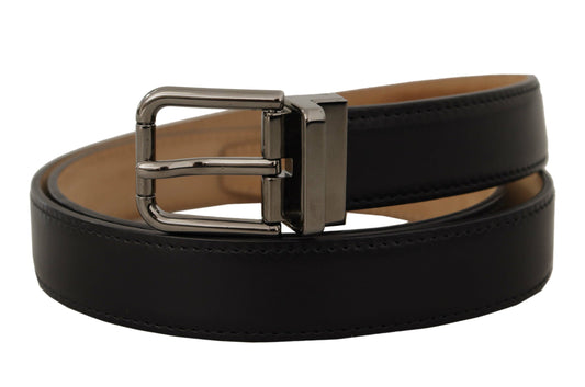 Cinturón elegante de piel negra con hebilla de metal de Dolce & Gabbana
