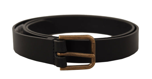 Cinturón elegante de piel negra con hebilla de metal de Dolce & Gabbana
