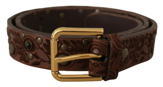 Cinturón elegante de piel con hebilla grabada de Dolce & Gabbana