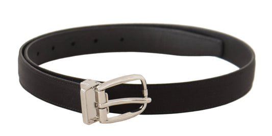 Cinturón elegante de lona y cuero negro de Dolce & Gabbana