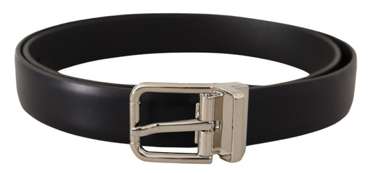 Cinturón elegante de piel negra con hebilla de metal de Dolce & Gabbana