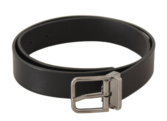 Cinturón elegante de piel negra con hebilla de metal de Dolce & Gabbana