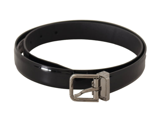 Cinturón elegante de piel negra con hebilla de metal de Dolce & Gabbana