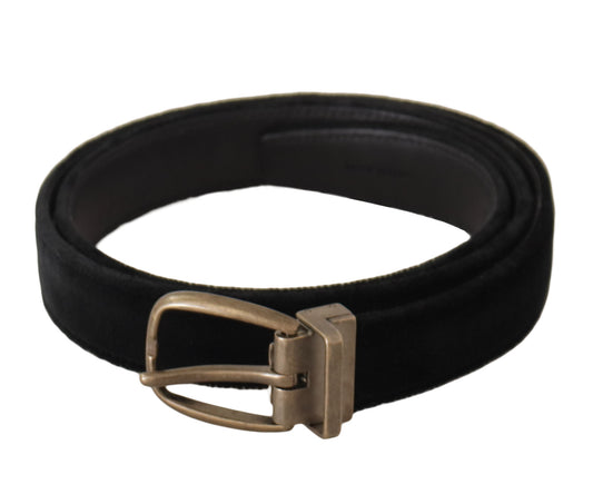 Cinturón elegante de piel negra de diseñador de Dolce & Gabbana