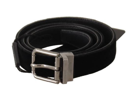 Cinturón elegante de piel y algodón negro de Dolce & Gabbana