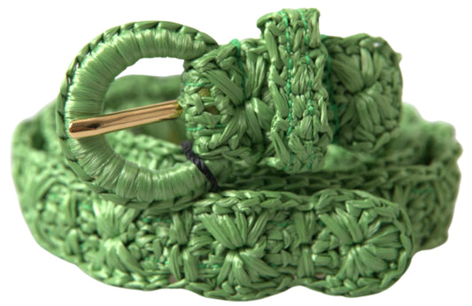 Cinturón elegante de viscosa verde con hebilla de metal de Dolce & Gabbana