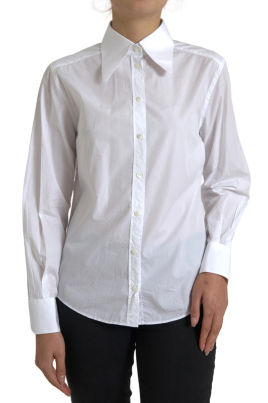 Blusa elegante de algodón con cuello en blanco de Dolce & Gabbana