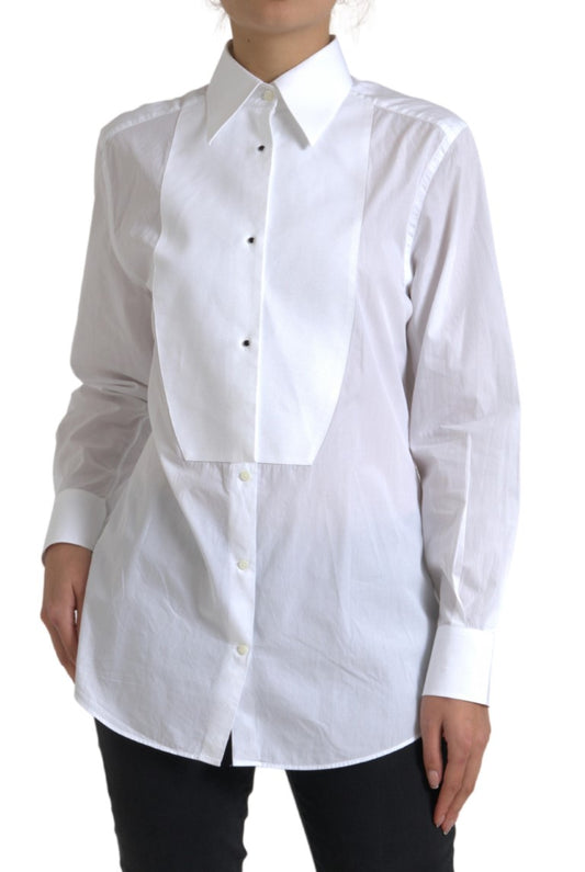 Camisa elegante de popelina de algodón blanca de Dolce & Gabbana