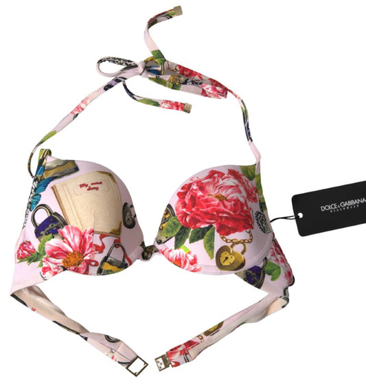 Top de bikini elegante con estampado floral de Dolce & Gabbana