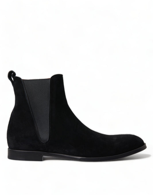 Botas de media caña elegantes de terciopelo negro de Dolce & Gabbana