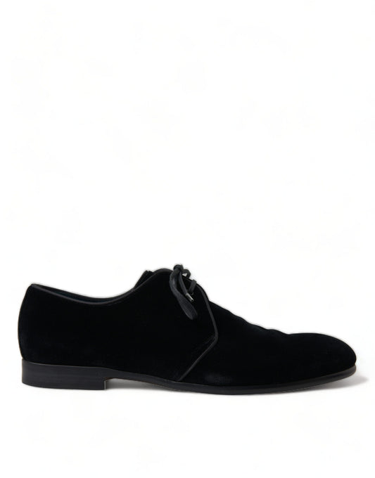 Elegantes zapatos de vestir Derby de terciopelo negro de Dolce & Gabbana