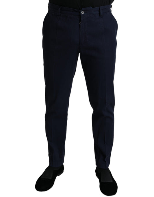 Pantalones de vestir ajustados elegantes en azul oscuro de Dolce & Gabbana