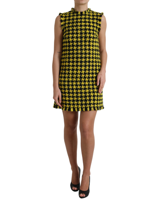 Minifalda amarilla elegante de punto con pata de gallo de Dolce & Gabbana