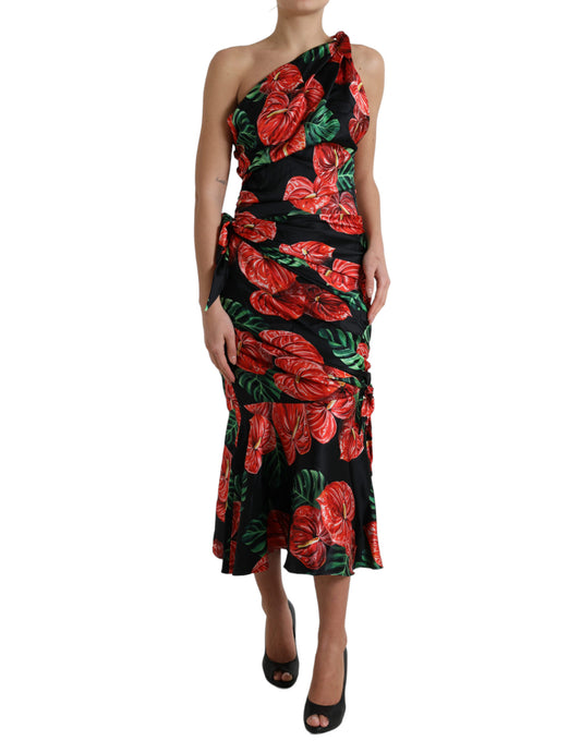 Vestido drapeado de seda Tropical Elegance de Dolce & Gabbana