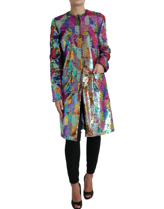 Chaqueta larga con lentejuelas multicolor de Dolce & Gabbana