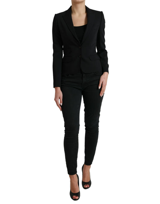 Blazer elegante de mezcla de lana con solapas de pico de Dolce & Gabbana