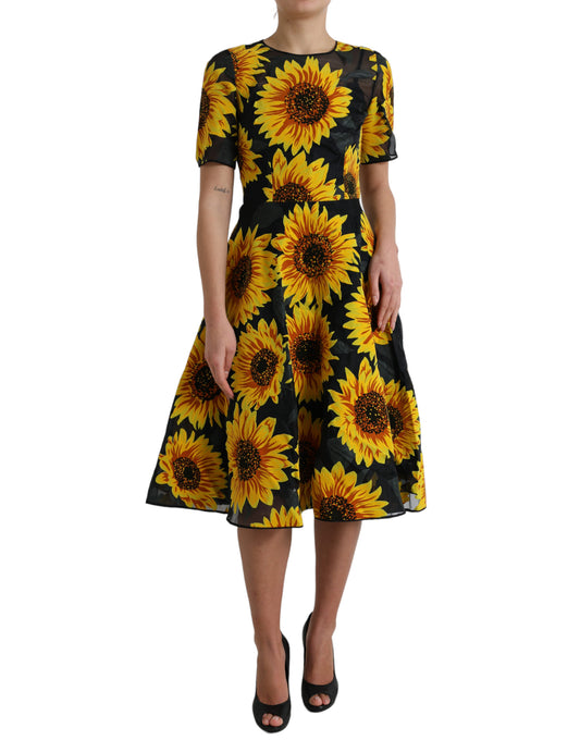 Vestido midi veraniego con estampado de girasoles de Dolce & Gabbana
