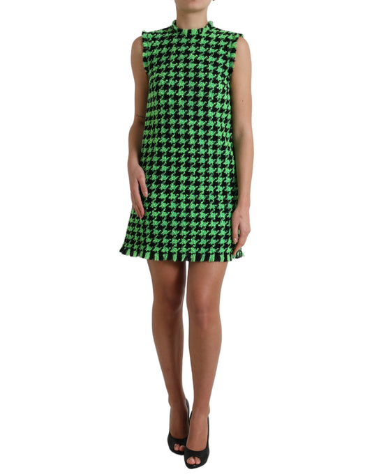 Vestido mini elegante de punto con estampado de pata de gallo de Dolce & Gabbana