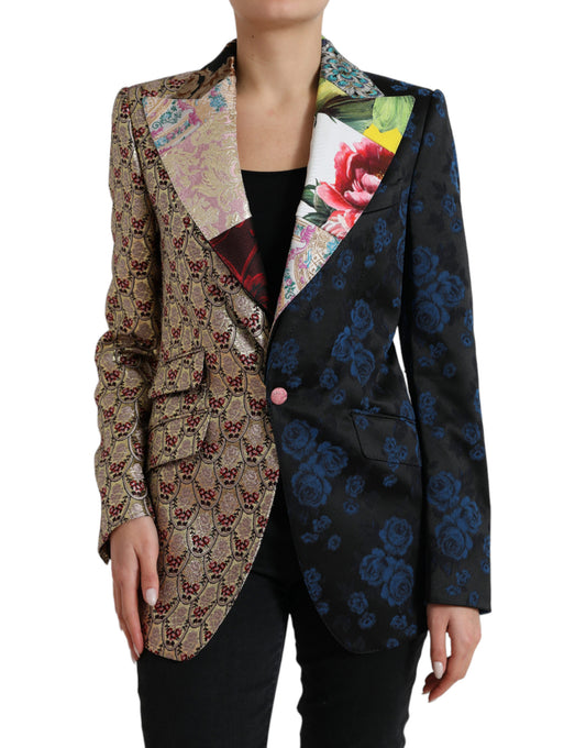 Blazer elegante de patchwork multicolor de Dolce & Gabbana