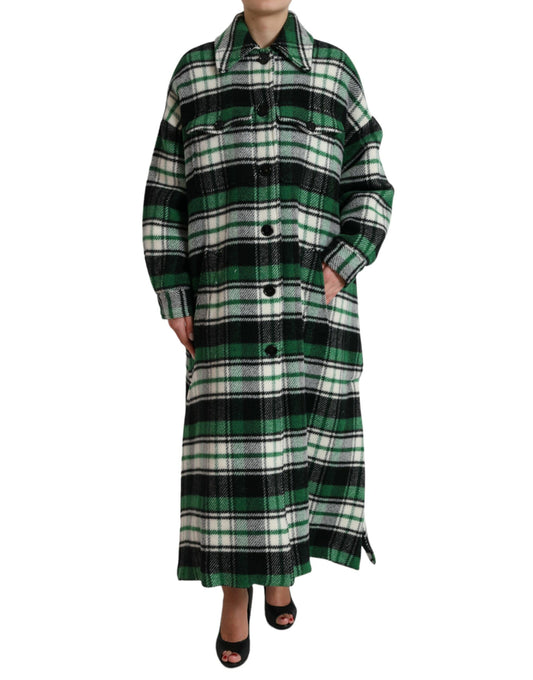 Abrigo largo elegante de cuadros verdes de Dolce & Gabbana