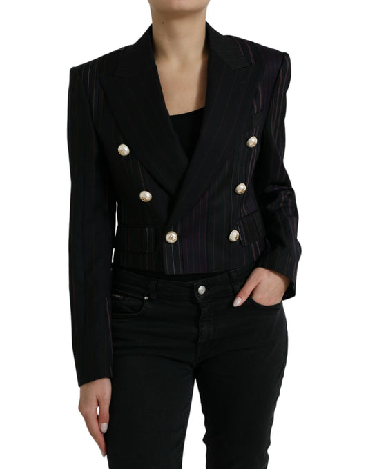 Blazer de lana cruzado con rayas elegante de Dolce & Gabbana