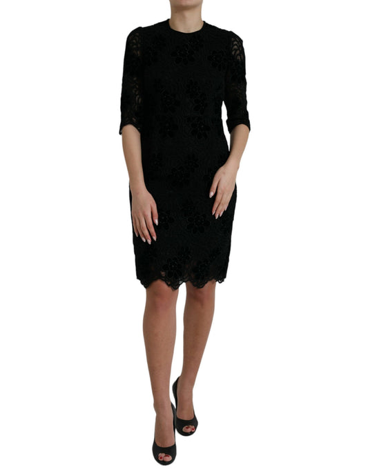 Vestido tubo elegante de encaje floral de Dolce & Gabbana