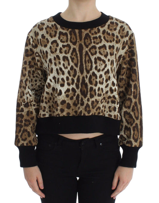 Suéter corto elegante con estampado de leopardo de Dolce & Gabbana