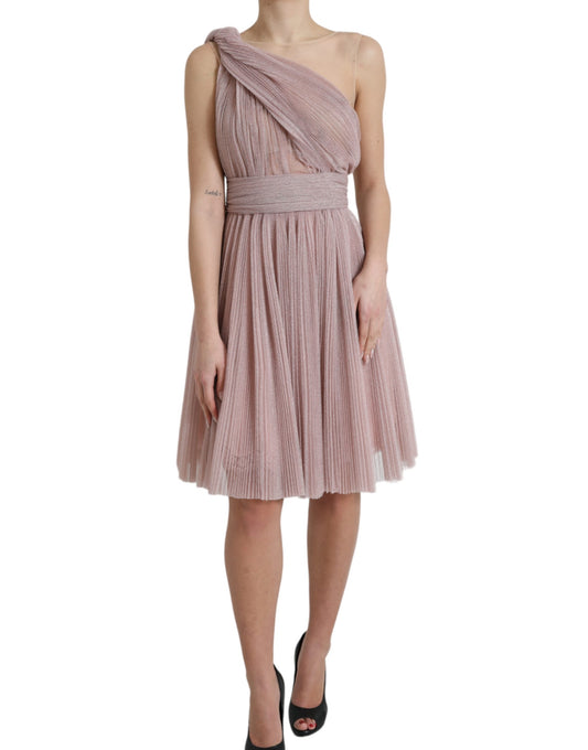 Vestido elegante de tul rosa asimétrico de Dolce & Gabbana