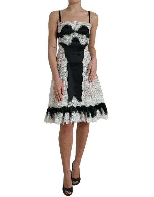 Vestido elegante de encaje en línea A con mezcla de seda de Dolce & Gabbana