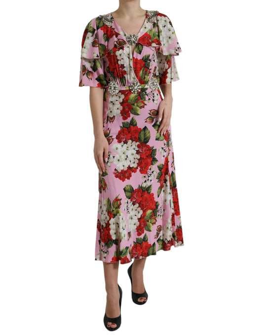 Elegante vestido de seda adornado con cristales de Dolce & Gabbana