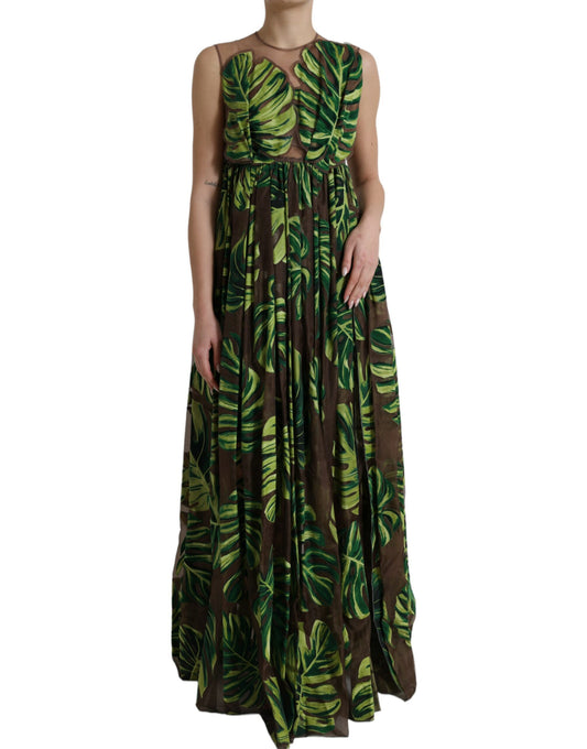 Vestido elegante de mezcla de seda sin mangas con corte en A de Dolce & Gabbana