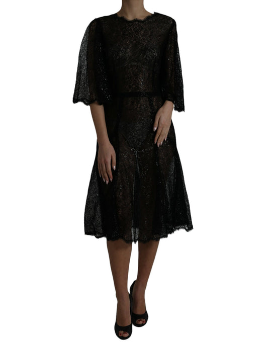 Vestido midi elegante con encaje floral de Dolce & Gabbana