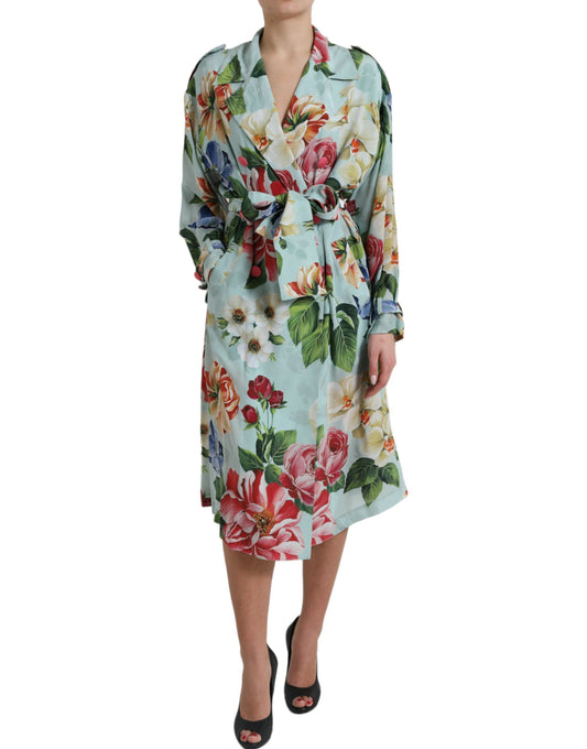 Elegante gabardina de seda con estampado floral de Dolce & Gabbana