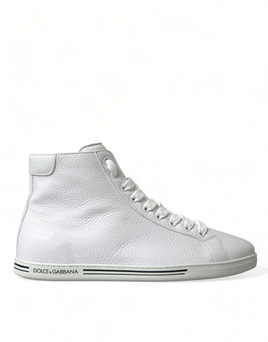 Zapatillas altas elegantes de cuero blanco de Dolce & Gabbana