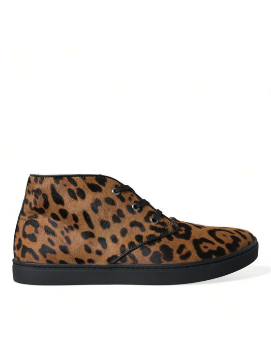 Zapatillas de caña media con estampado de leopardo elegantes de Dolce & Gabbana