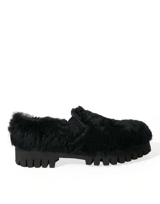 Mocasines elegantes de piel negra sin cordones de Dolce & Gabbana para hombre