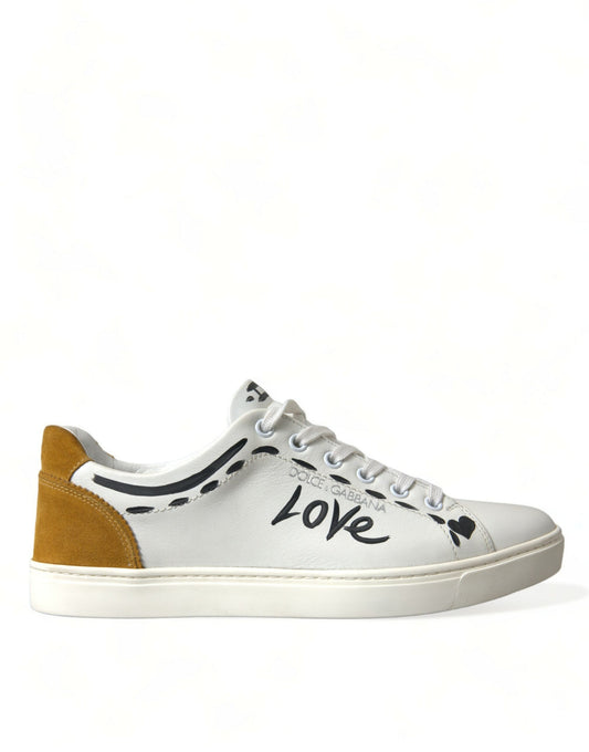 Zapatillas bajas de cuero blancas elegantes de Dolce & Gabbana