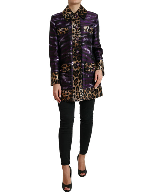 Exquisita gabardina de jacquard con motivo de tigre de Dolce & Gabbana