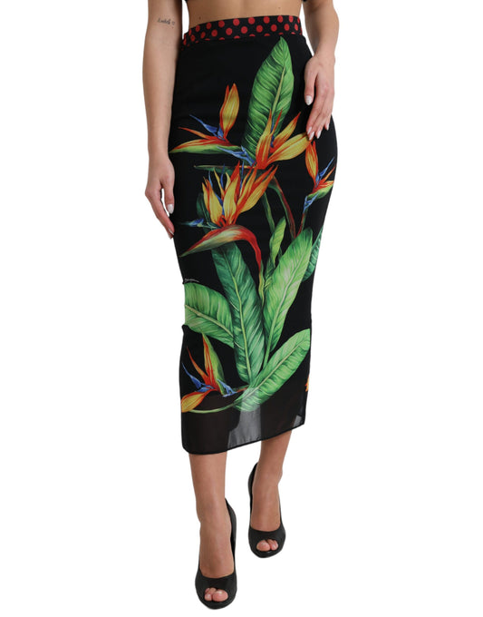 Falda midi de seda con cintura alta y estampado floral de Dolce & Gabbana