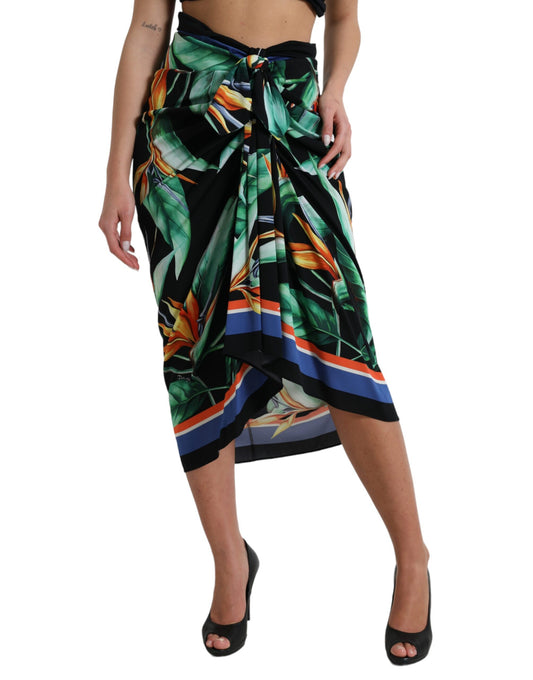 Falda midi elegante de cintura alta con estampado floral de Dolce & Gabbana